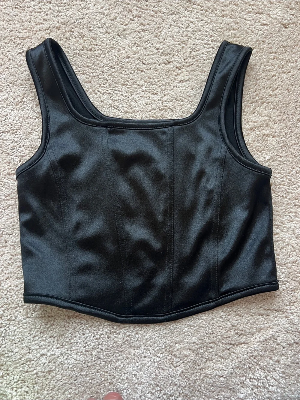Katie J NYC Black Square-Neck Cropped Tank